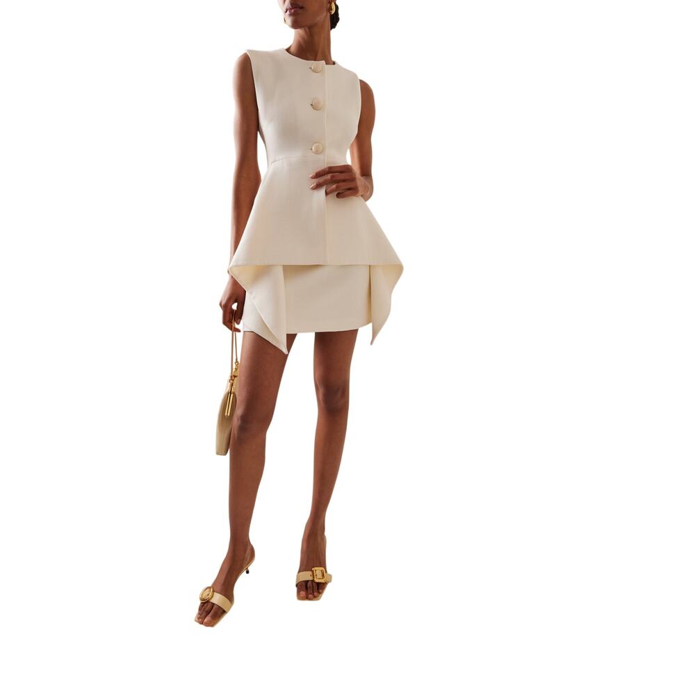 Alexis McKenna Wool Sleeveless Peplum Mini Dress Ivory Women's Size Small NWT